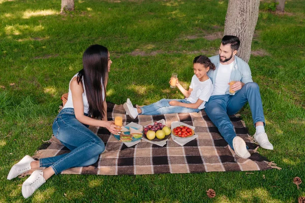 Familia feliz en el picnic - foto de stock