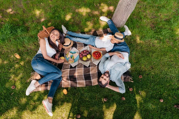 Familia feliz en el picnic - foto de stock