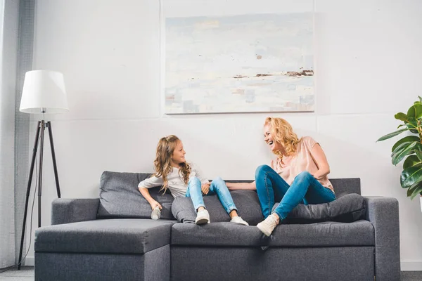 Granddaughter and grandmother having fun — Stock Photo