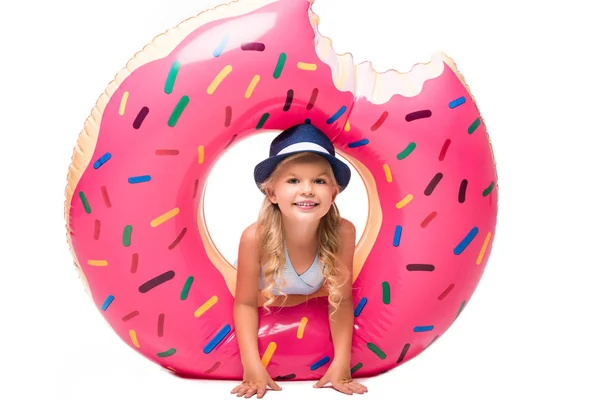 Enfant heureux avec tube de natation — Photo de stock