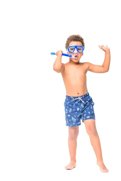 African american boy with diving mask — Stock Photo