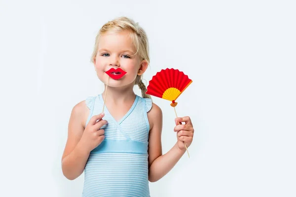 Adorable niño con palos de fiesta - foto de stock