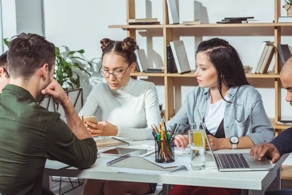 Multiethnic students studying together — Stock Photo