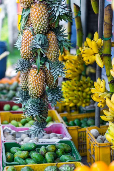 Frutas tropicales en el mercado - foto de stock