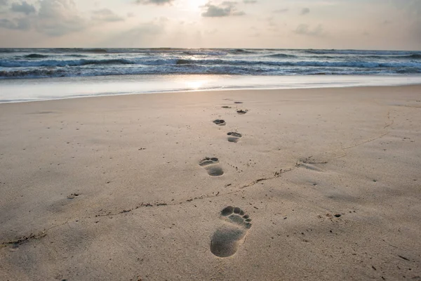 Footsteps on sandy beach — Stock Photo