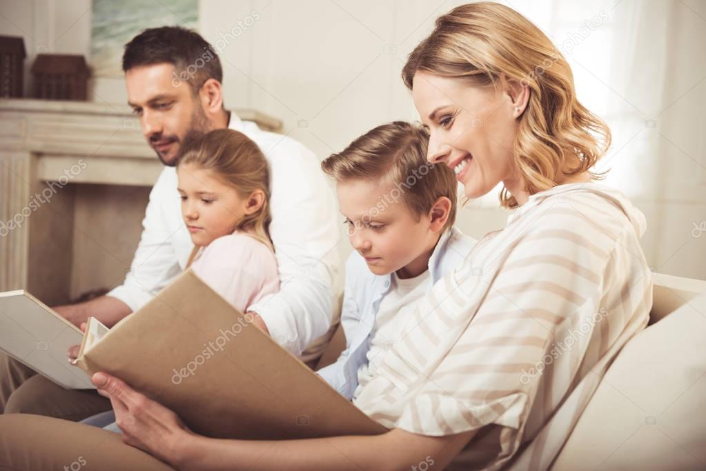 Happy family reading 