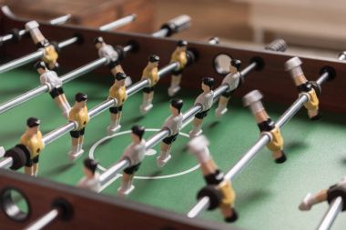 Masa futbolu görünümünü yakın çekim