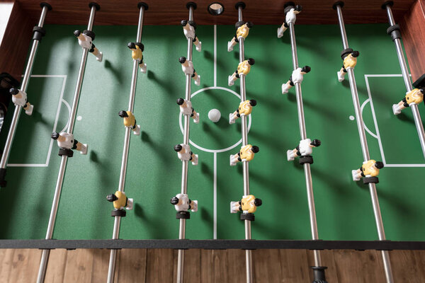 Close-up view of table football
