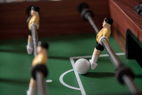 Close-up view of table football