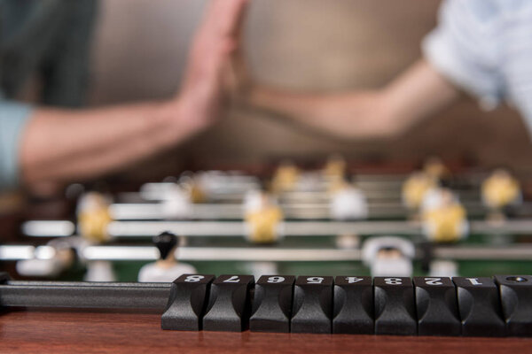 Close-up view of table football 
