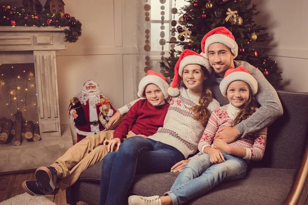 Family on christmas eve Royalty Free Stock Images