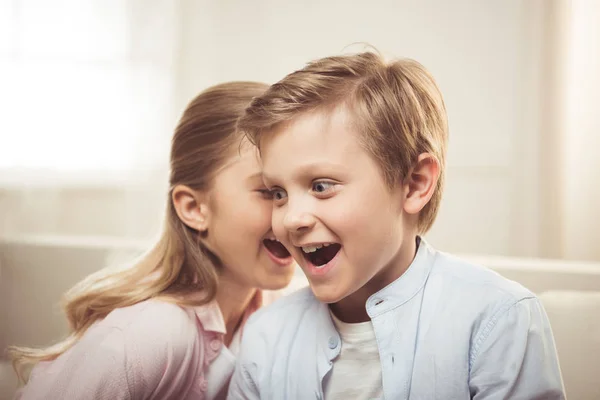 Cheerful siblings gossiping — Stock Photo