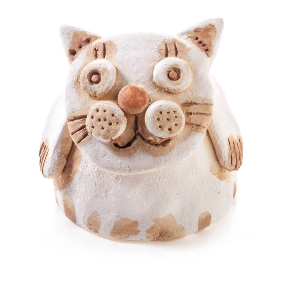 Cat figurine from clay — Stock Photo, Image