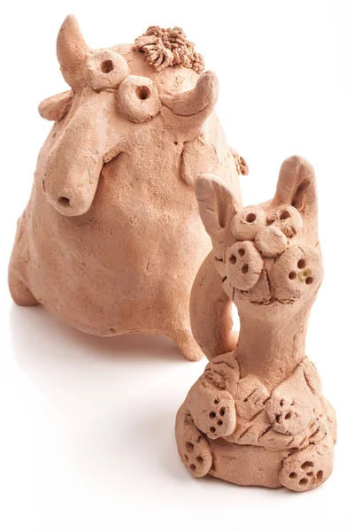 Set of Figurines from clay made by children — Stock Photo, Image