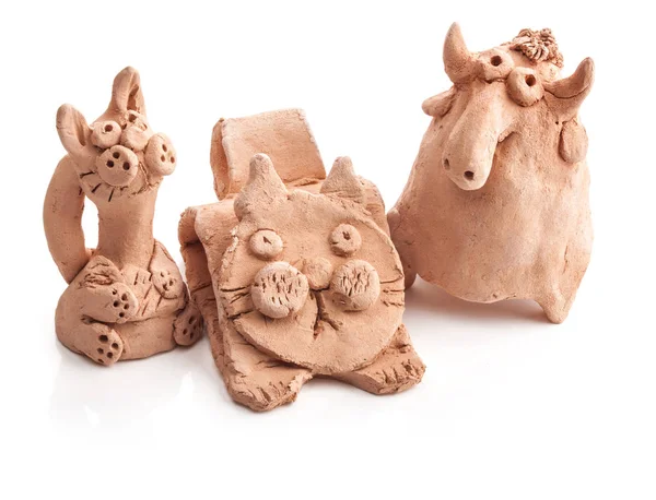 Set of Figurines from clay made by children — Stock Photo, Image