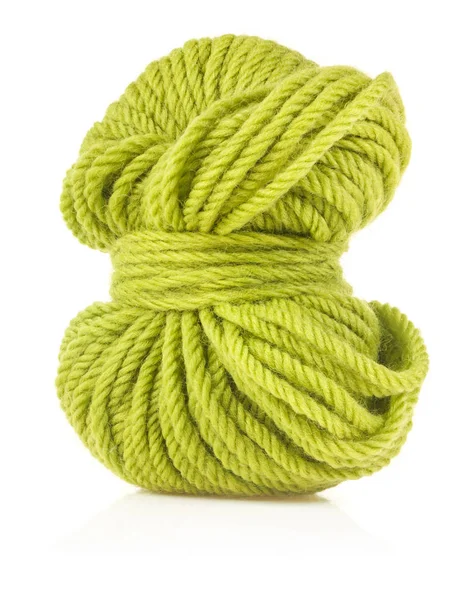 Green yarn isolated on white — Stock Photo, Image