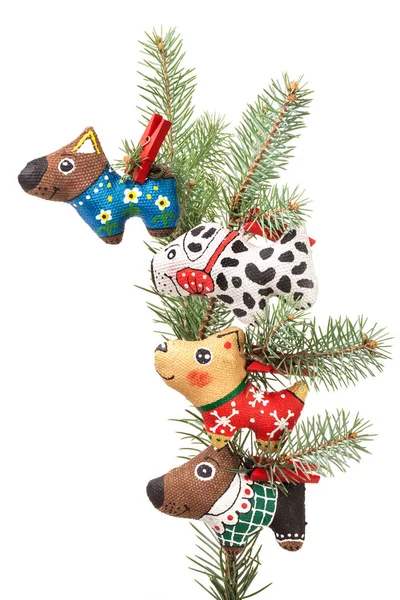 Рождественское украшение - собаки . — стоковое фото