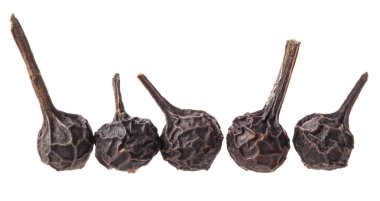 Beyaz arkaplanda karabiber (Cubeb) izole edildi
