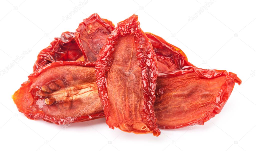 Dried tomatoes slice isolated on white background