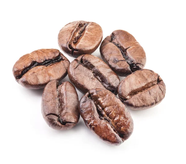 Kaffeebohnen auf weißem Hintergrund, Nahaufnahme — Stockfoto