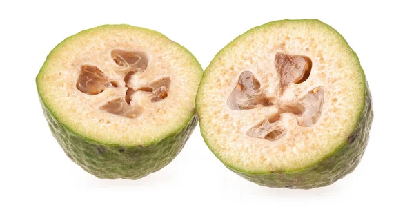 Tranches Feijoa Acca Sellowiana Isolées Sur Fond Blanc — Photo