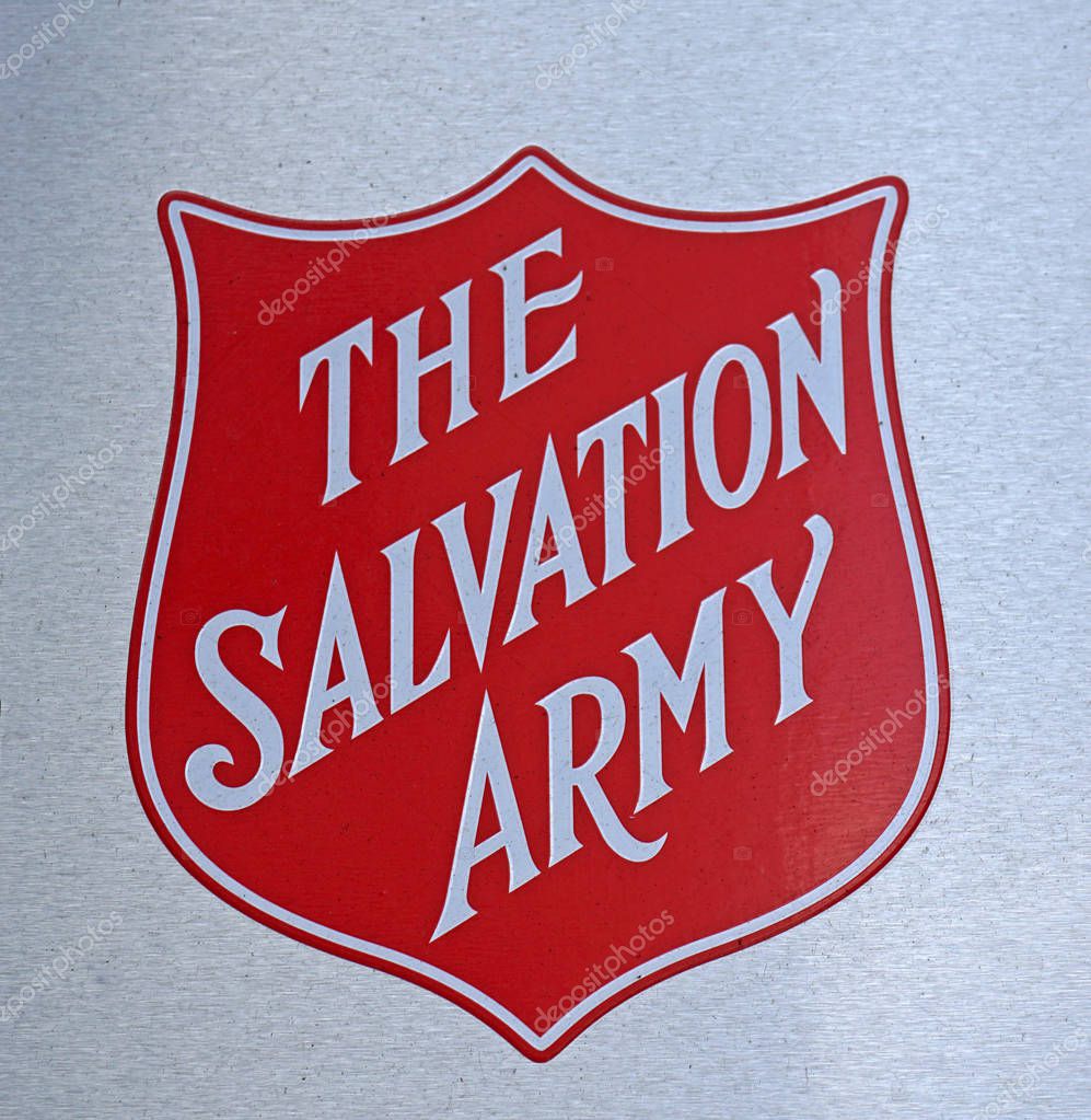Sydney, Australia - October 17, 2017: The Salvation Army Logo sign at one of help centers. The Salvation Army is an organization providing services to disadvantaged people in the community.