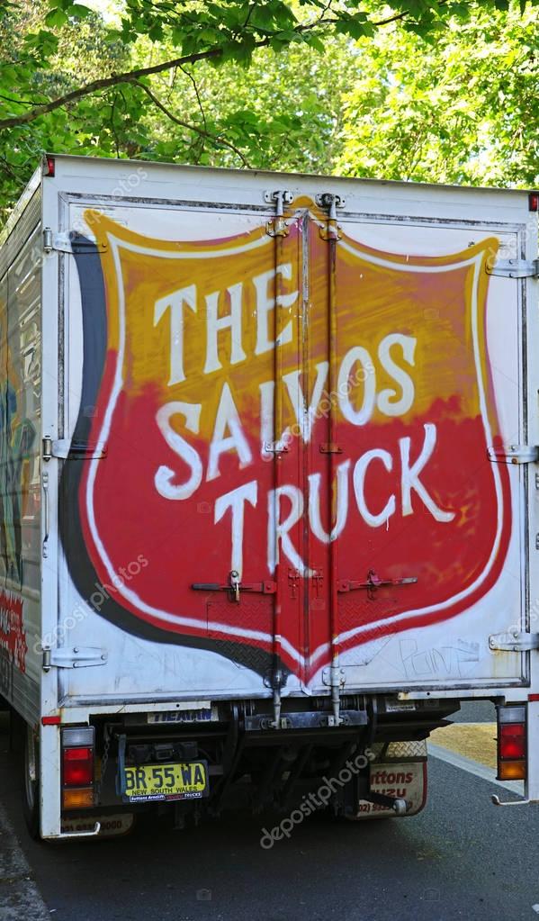 Sydney, Australia - October 17, 2017: Salvation Army donations truck parked near William Booth House