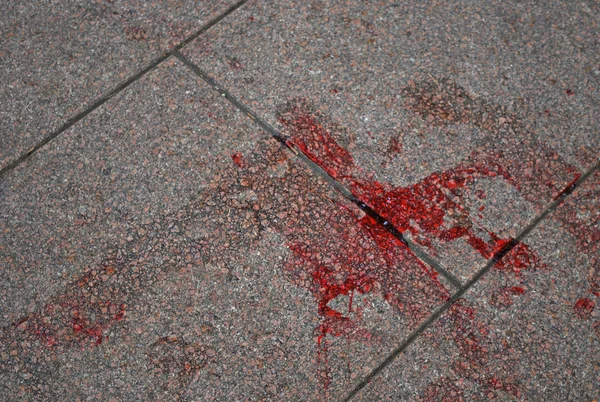 Sangue Deixado Num Azulejo Local Crime Mancha Textura Granito Velho — Fotografia de Stock