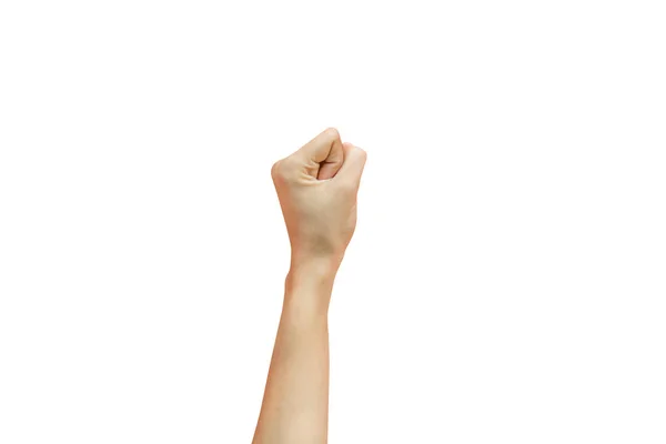 Жінка Стискає Руку Ізольований Білий Фон Тому Числі Відсічним Контуром — стокове фото