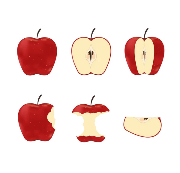 Illustration Vectorielle Pommes Rouges Mûres Isolées Sur Fond Blanc — Image vectorielle