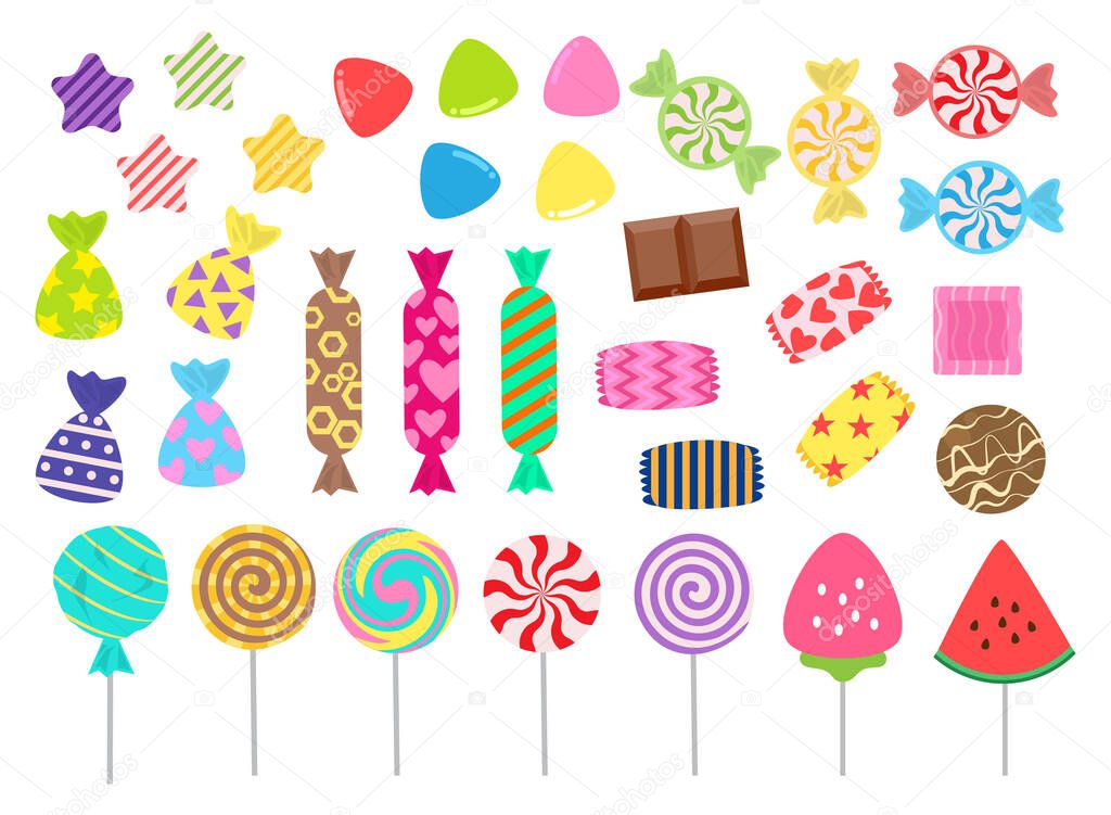 Sweets and candies icon vector set on white background - Vector illustration
