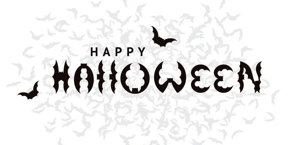 Cartão postal de design Halloween feliz com morcegos —  Vetores de Stock