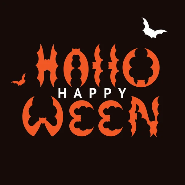 Diseño postal felicitación con Feliz Halloween — Vector de stock