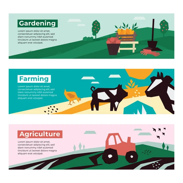关于农业、农业和园艺的说明 — 图库矢量图片