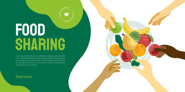 Illustrazione del progetto di condivisione alimentare — Vettoriale Stock