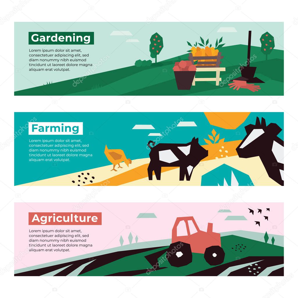 Illustrations of agro, farming and gardening