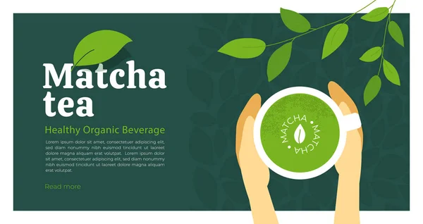 Modelo de design com chá matcha — Vetor de Stock