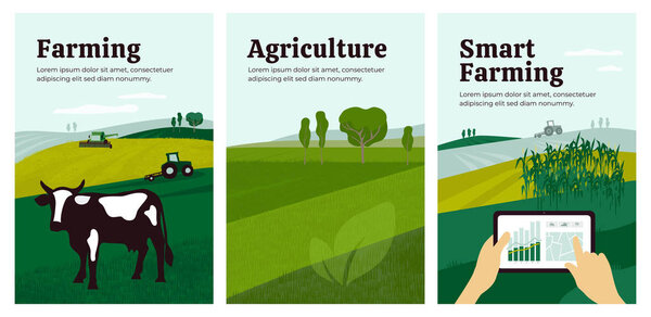 Illustrations of agriculture, smart farming, livestock