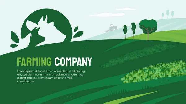 Ilustração da empresa agrícola com animais de fazenda —  Vetores de Stock
