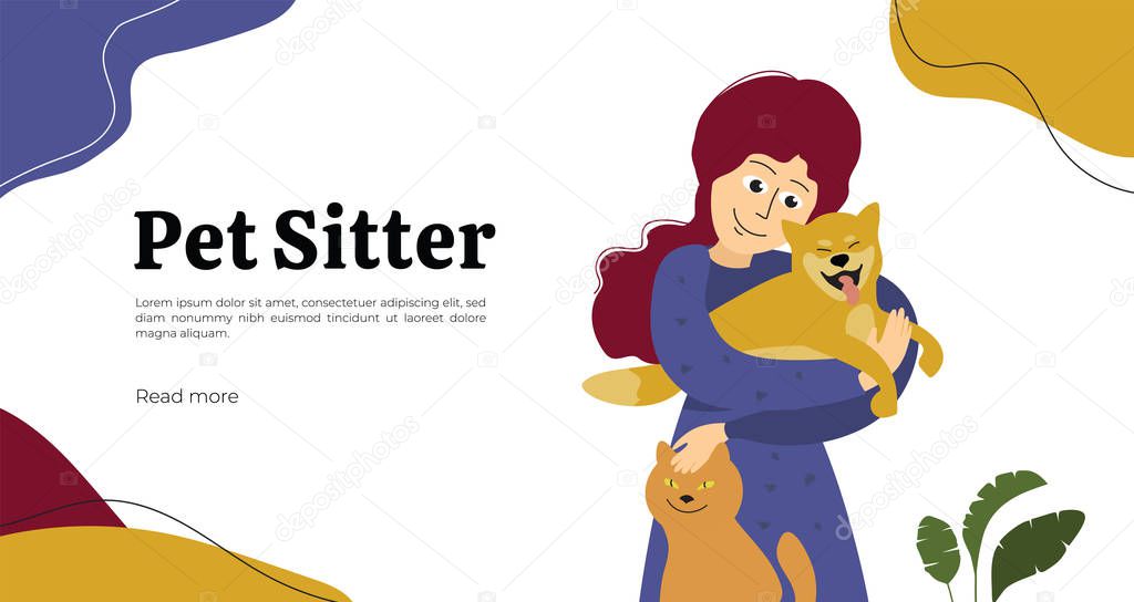 Pet sitter illustration for web or print design