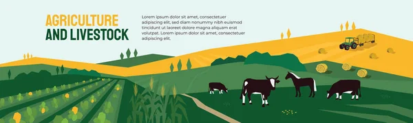 Agricultura, agricultura y ganadería ilustración — Vector de stock