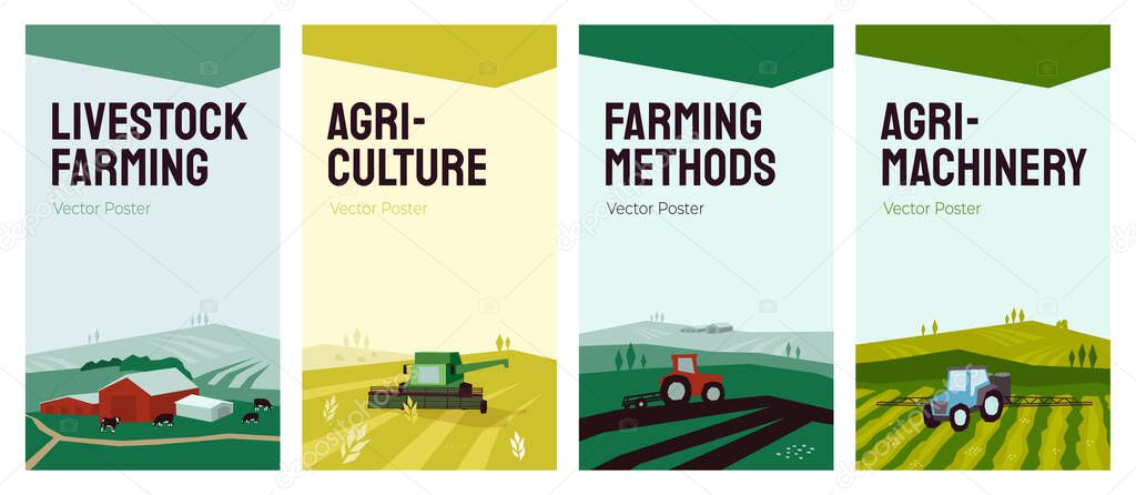 Set of agriculture vector backgrounds