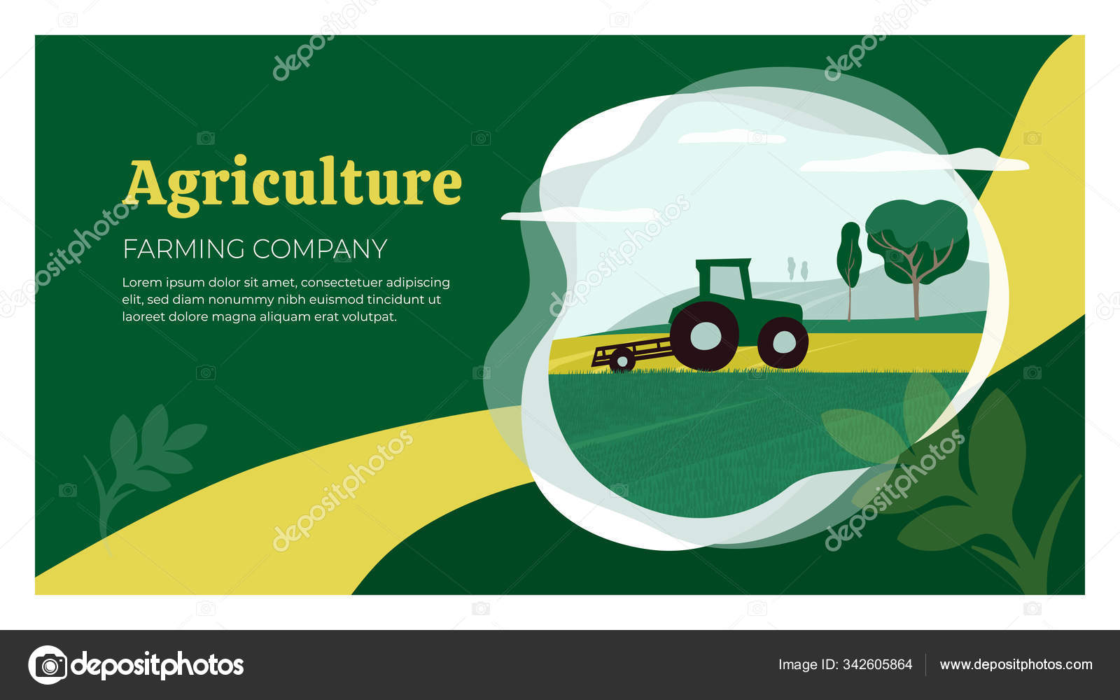 Agriculture design template with tractor on field Stock Vector Image by  ©OlgaStrelnikova #342605864