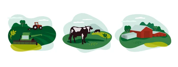 Set of icons with agriculture, livestock and farming — 스톡 벡터