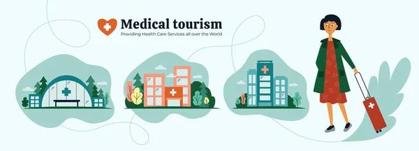 Turism medical ilustrare vector cu fata alegerea de calitate c — Vector de stoc