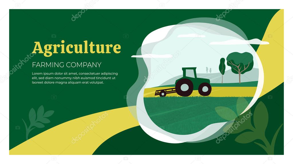 Agriculture design template with tractor on field