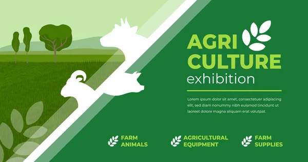 Conceito Design Para Exposição Agrícola Feira Identidade Para Animais Fazenda — Vetor de Stock