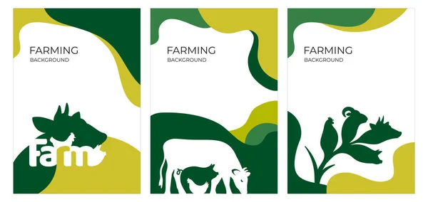 Cover Design Mit Nutztieren Viehzucht Landwirtschaft Oder Landwirtschaftliche Konzepte Banner — Stockvektor