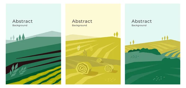 Illustrations Vectorielles Paysages Terres Agricoles Cultivées Nature Bannières Avec Concept — Image vectorielle