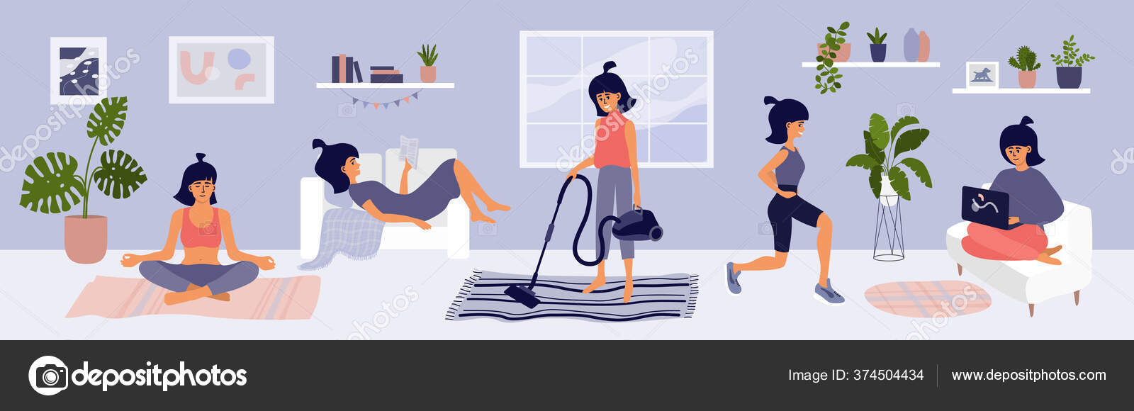 Young Woman Spending Time Home Cute Girl Choosing Leisure